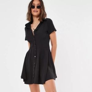 Misguided Black Button Down Short Sleeve Dress